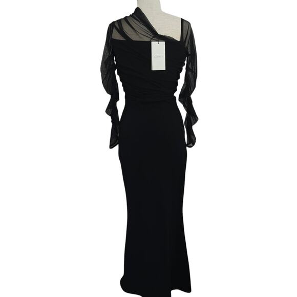 Marcella Monroe Mermaid Dress Size Small Black Stretch Mesh Evening Wedding - Picture 8 of 11